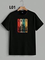 تیشرت مشکی سوپر پنبه طرح LOST - تصویر 2
